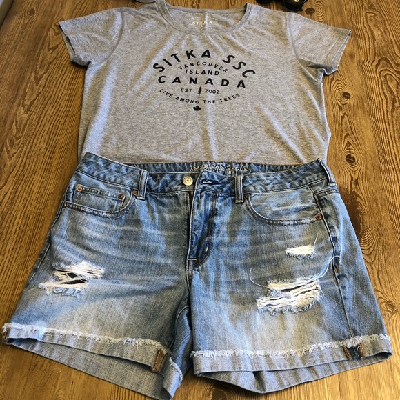 American Eagle Outfitters Pants - AE Distressed Boy Midi Shorts